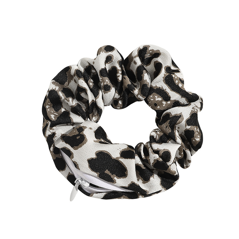 Leopard Floral Dot Printed Hair Ring Headwear With Zip Women Elastic Hair Bands Scrunchies Rubber Band Hair Accessories Headwear