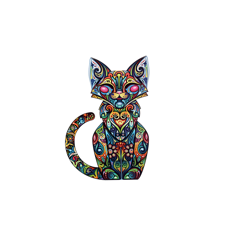 Unique Colorful Cat Iron on Heat Transfers Printing Patches Stickers Washable for Kids Clothes Jeans T-shirt Hats DIY Appliques