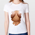 Big Boobs T shirt women's Sexy Stomach Pack Abs print Summer short sleeve Creative Pattern Funny Female Modal Tops Tees