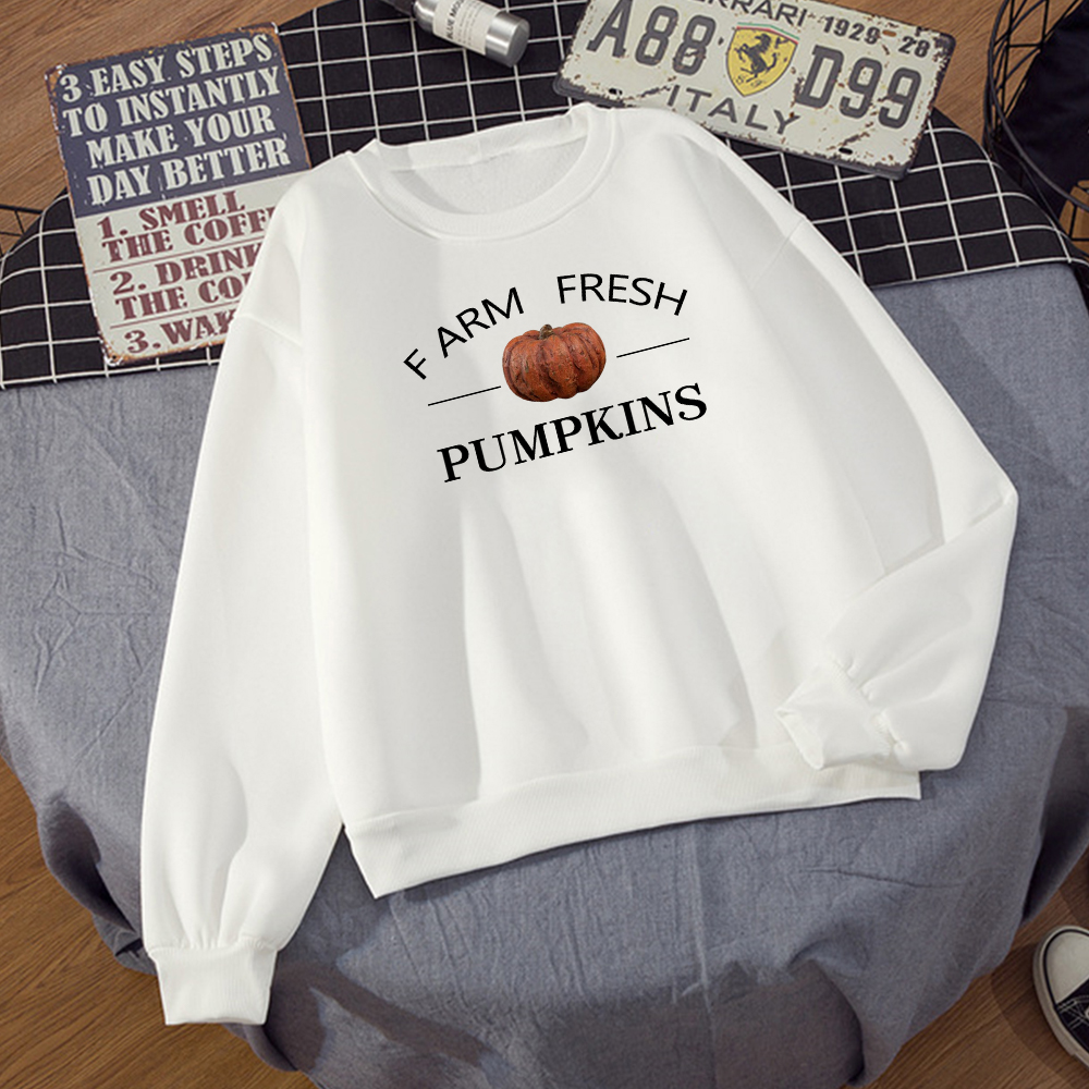 Farm Fresh Pumpkins Spring Autumn Hoodies Women Prairie Sweatshirt Hipster Loose Clothes High Quality Pullover American Apparel