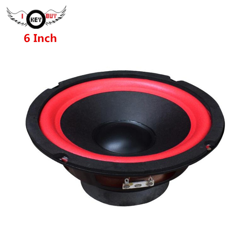 6 Inch Car Audio Wood Box Modified Full Frequency Subwoofer 4 Ohm 80W 165mm Waterproof Polyplastic Cone Red Rubber Edge Speaker