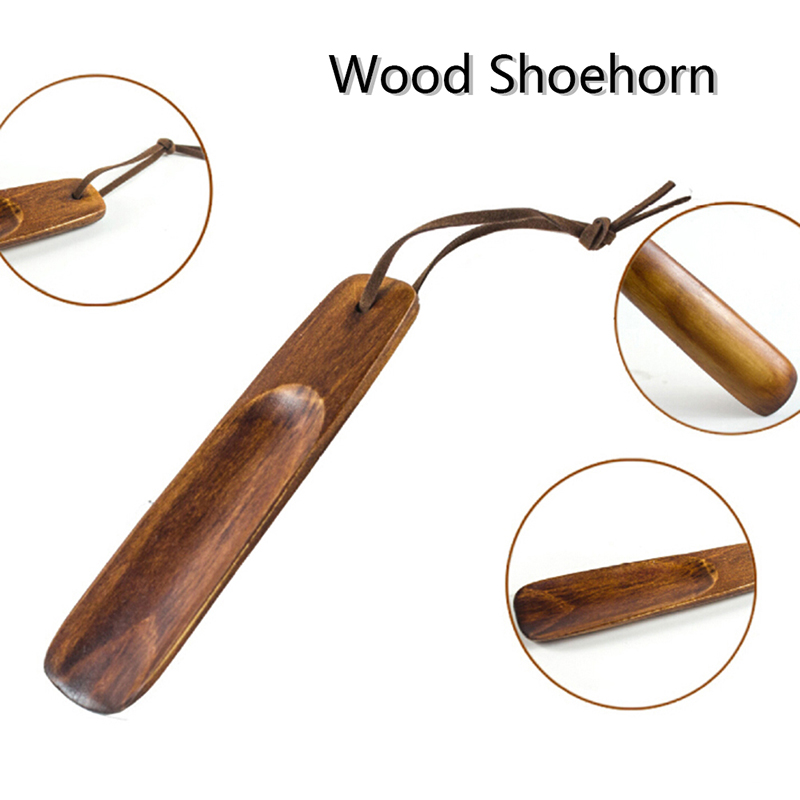 1 Piece Solid Wood Shoehorn Natural Wooden Shoe Horn Portable Craft Long Handle Shoe Lifter Shoes Accessories