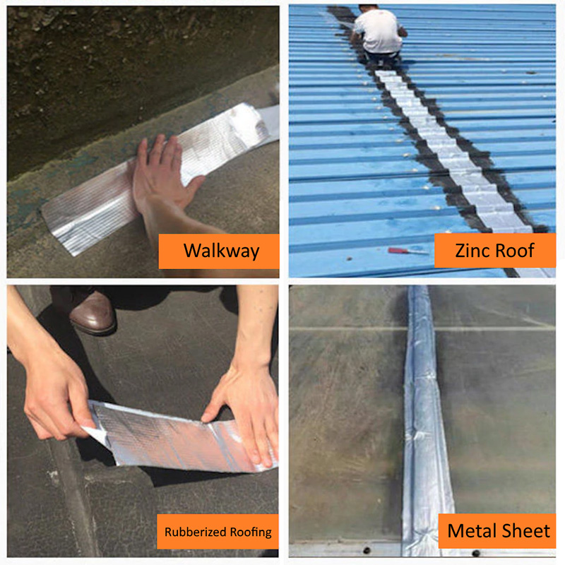 Aluminum Foil Butyl Rubber Tape Self Adhesive Waterproof for Roof Pipe Marine Repair TUE88