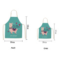 Parent-child Kitchen Apron Cartoon Lovely Alpaca Printed Sleeveless Cotton Linen Aprons for Men Women Home Cleaning Tools