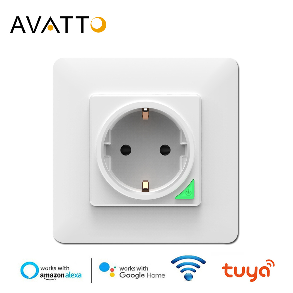 AVATTO Smart Wall Socket,Tuya Smart life APP Voice Remote Control EU 16A Wifi Power Plug Works With Google Home Alexa IFTTT