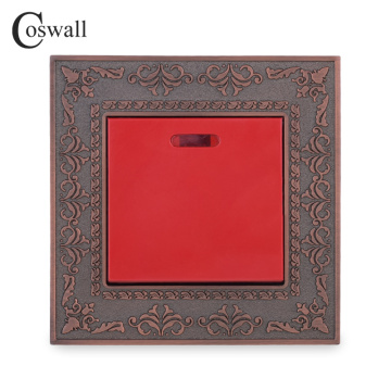 Coswall Zinc Alloy Metal Panel 45A On / Off 3x3 DP Switch Wall Switch With Neon Indicator For Water Heater Embossing Retro Style