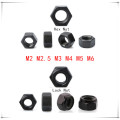 Black Nut DIN934 Hex Nut M2/M2.5/M3 DIN985 Nylon Lock Nut M4/M5/M6 Carbon Steel Metric thread 2/2.5/3/4/5/6mm