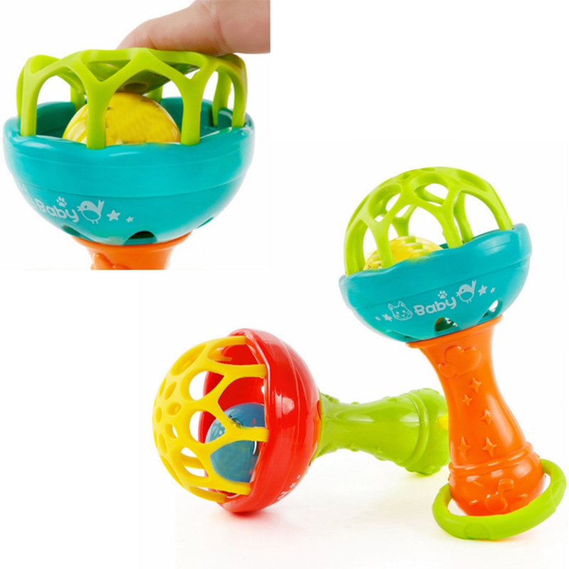 Baby Rattles Toys Intelligence Grasping Gums Plastic Hand Bell Rattle Funny Educational Mobiles Toys Baby Crib Toys 0-12 Months