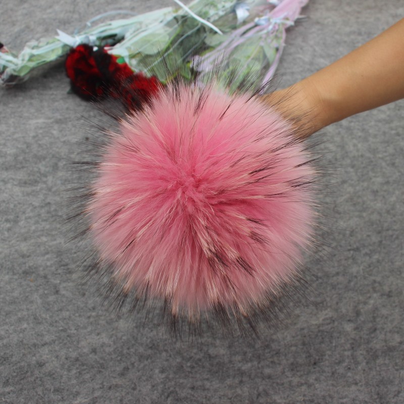 5pcs/ lot DIY 13-14cm Raccoon and Fox Fur pom poms fur balls for knitted hat cap beanies and scarf real fur pompoms