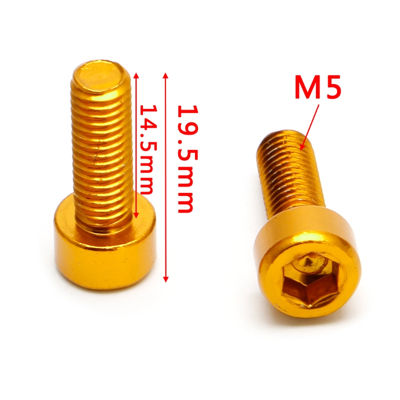 2Pcs Bike Water Bottle Cage Bolts M5*15MM Aluminium Alloy Hex Tapping Screws