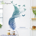 Creative stickers blue feather wall sticker bedroom decor sofa background self-adhesive wall decor room decoration for home