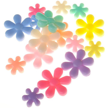 Pastel Colors Acrylic Snowflake Flower Beads 15mm 25mm Plastic Acrylic Lucite Loose Floral Jewelry Beading Bracelet Necklace DIY