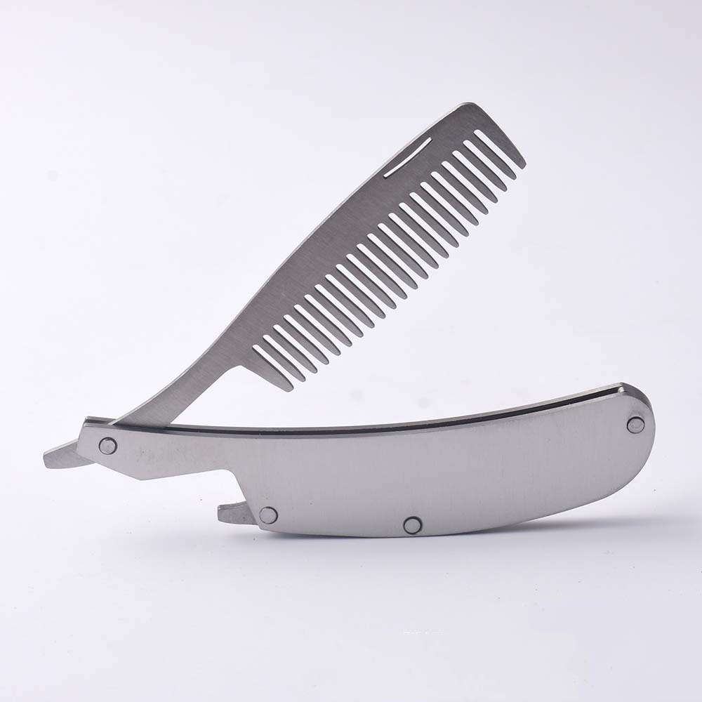 Stainless Steel Fold Comb Hair Comb For Men Beard Care Professional Folding Comb Pocket Hair Comb Beard Hair Clip Styling Tool