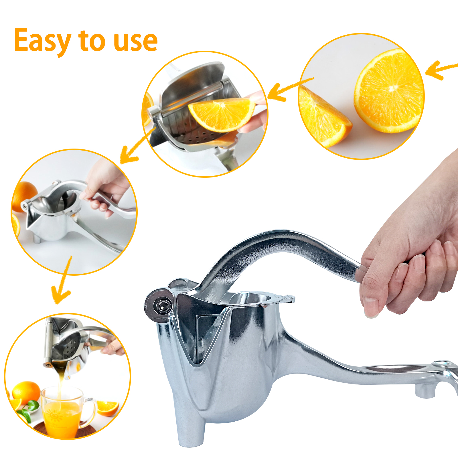 Anjielosmart Manual Juicer Handheld Lemon Citrus Squeezer Stainless Metal Juice Maker Machine Detachable Kitchen Orange Juicers