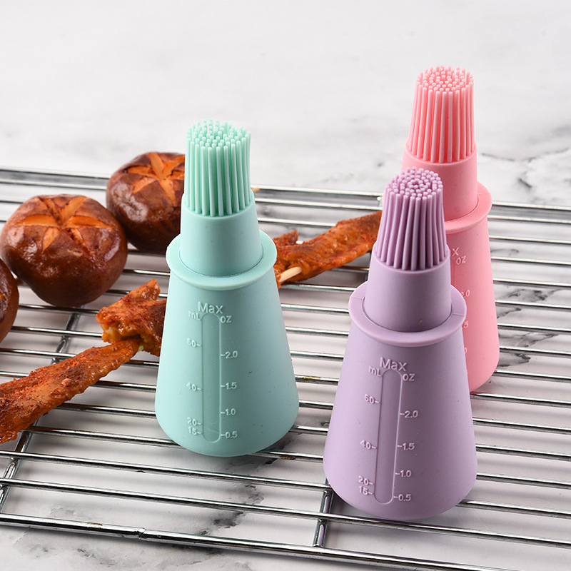 1/3Pcs Portable Silicone Oil Bottle With Brush Grill Oil Brushes Liquid Oil Pastry Kitchen Baking BBQ Accessories Kitchen Tools