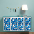 10pcs/set Flat Blue Marble Mosaic Hard Tile Wall Sticker Printed in 2d For Kitchen Cupboard Home Decor Peel & Stick Art Mural