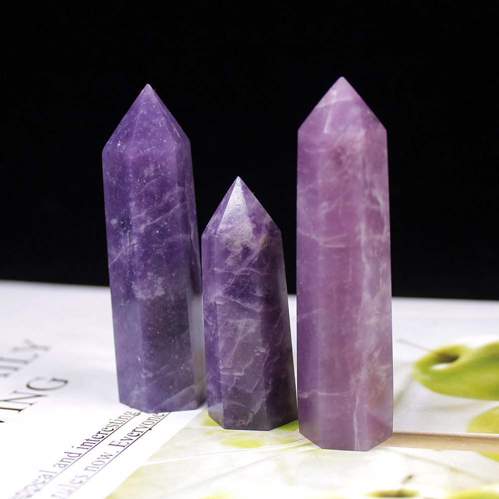 1PC Natural crystals hexagon pillar Purple cloud mother crystal point Clinopyroxene home decor modern decoration gift