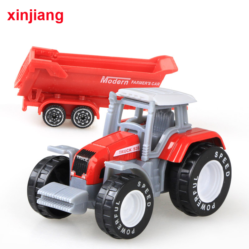 4PCS Farm Toy Vehicles Engineering Truck Car Models Tractor Trailer Toys Model Car Boy's Toy Collectible Car For Kids }