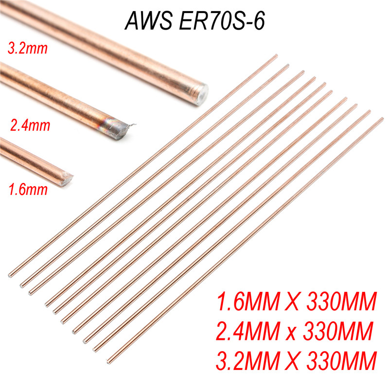 10pcs/set 1.6/2.4/3.2mmx330mm Red Copper Welding Brazing Wire Solder TIG Filler Rod a18 Steel Mild Steel
