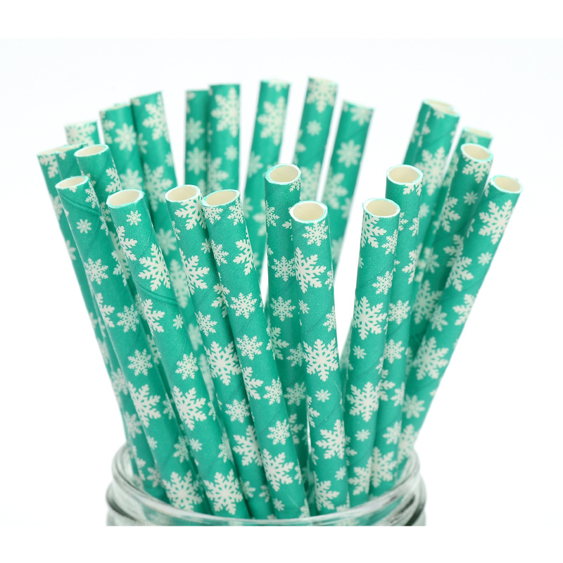 25pcs/lot red green snow Merry Christmas Paper Drinking Straws Drinking Tubes Party Supplies Decoration Baby shower