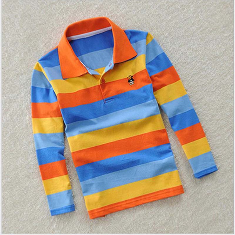 Children's Polo Shirts 2018 Spring Autumn Long Sleeve Striped Kids Boys Cotton Lapel Polo Shirt for Child 2-15 Years Boy Clothes