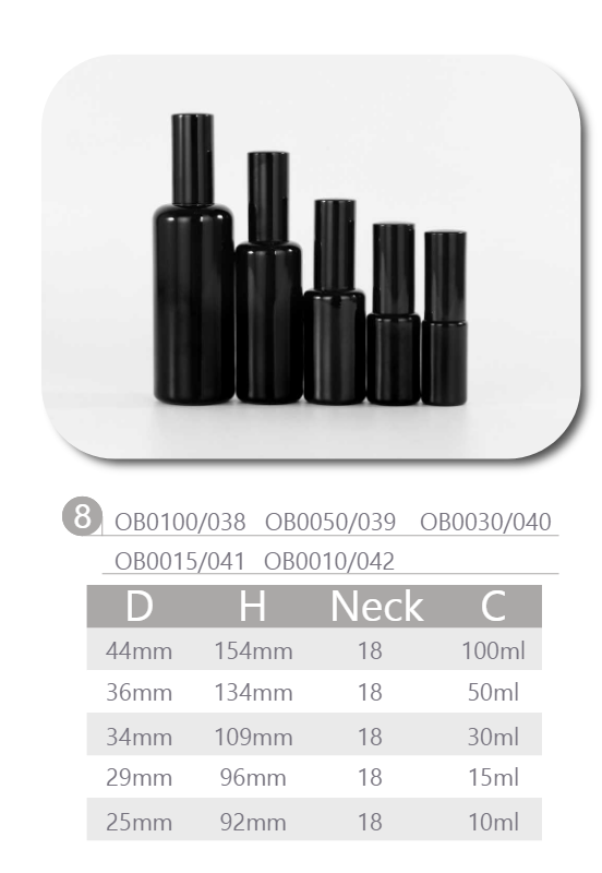 uv black glass bottle for  cosmetic