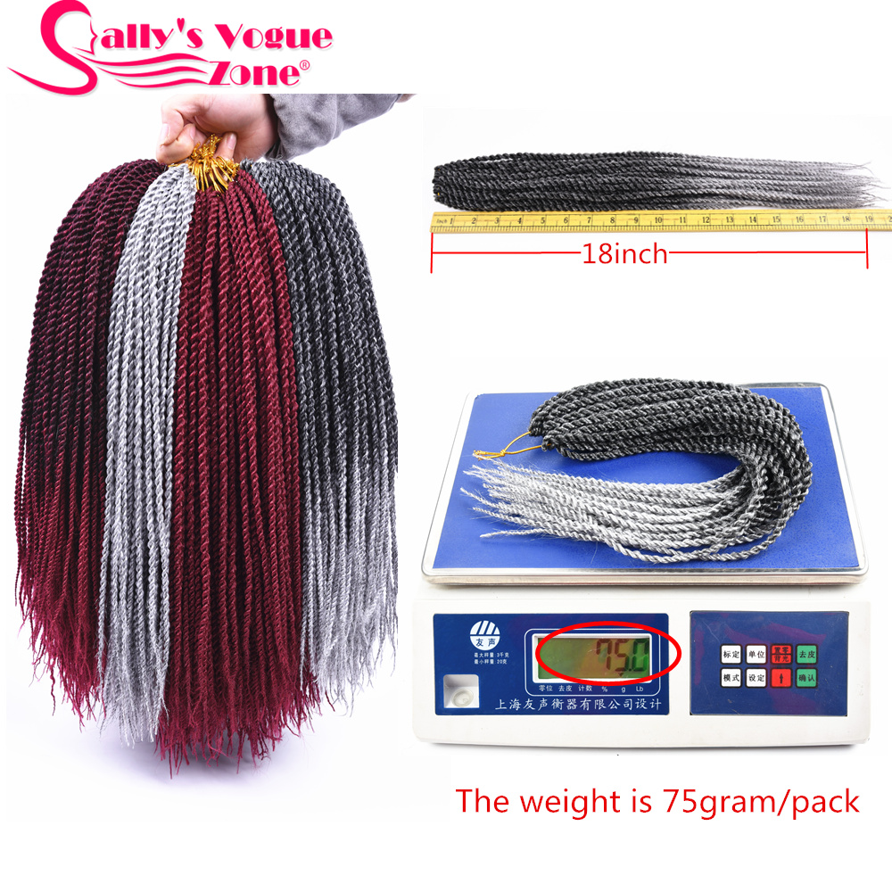 5packs/lot 30strands/Pack Sallyhair Ombre Braiding Hair Thin Senegalese Synthetic Crochet Twist Braids Hair Crochet Braids