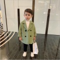 Baby Boy Girls Woolen Jacket Long Double Breasted Warm Infant Toddle Lapel Tweed Coat Spring Autumn Winter Baby Outwear Clothes