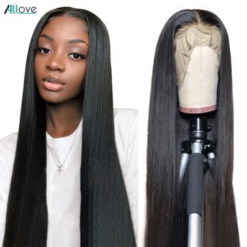 Allove Bone Straight Lace Front Human Hair Wigs 4x4 Closure Wig 13x6x1 Brazilian Straight Lace Front Wig 13x4 Lace Frontal Wig