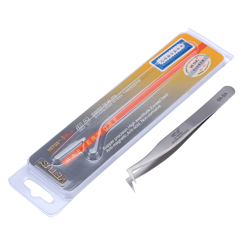 High Precision SA Series VETUS Tweezers Pinzas Stainless Steel Antimagnetic Anti Acid Tweezer SS-SA 00-SA 5B-SA 7-SA