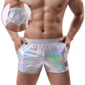 Men Hot Shorts Shiny Metallic Low Rise Boxer Shorts Stage Performance Clubwear Costumes Gymnastic Swimsuit Homme Pants Underwear