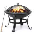 Outdoor Fire Pit Wood Burning Steel BBQ Grill Firepit Bowl with Mesh Fire Pit Outdoor Fireplace for backyard Camping Picnic