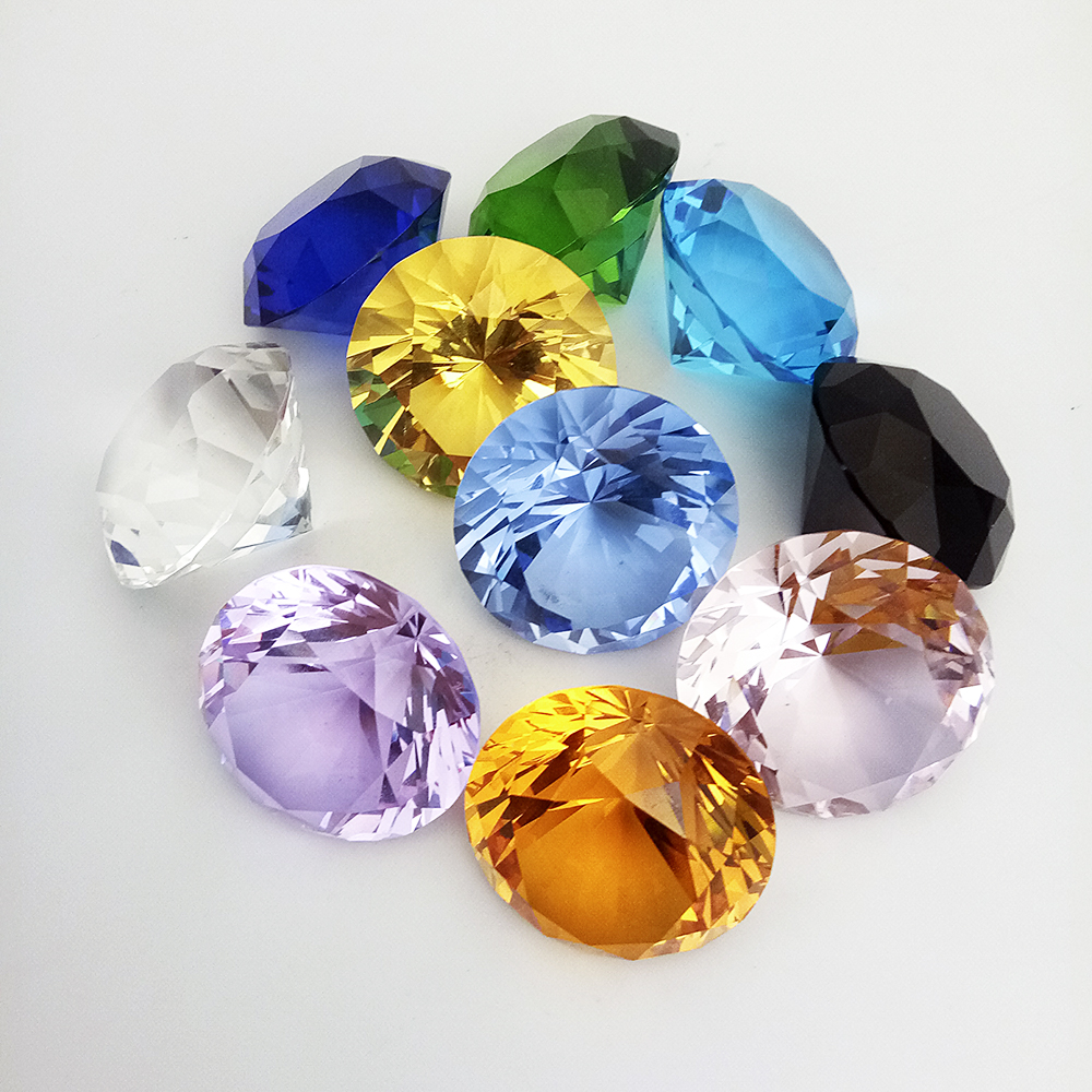 50mm 10pcs Lt Sapphire Glass Crystal Diamond Paperweight For Souvenir Gifts Wedding Decoration New