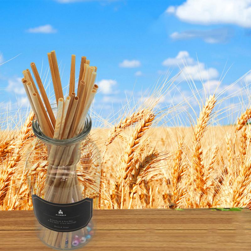 100PCS Drinking Straws Natural Degradable Plant Environmental Wheat Straws Bar Kitchen Accessories Wholesale