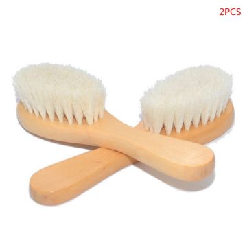 2 Pcs/set New Baby Care Natural Wool Wooden Brush Comb Kids Hairbrush Newborn Infant Comb Head Massager