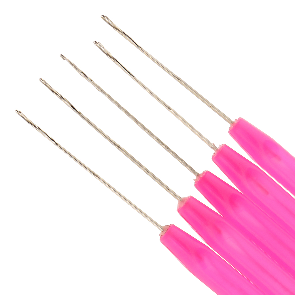 5pcs Plastic Pulling Hook Loop Needle Tools for Micro Ring Hair Extensions Pulling Needle Hair Extension Tools