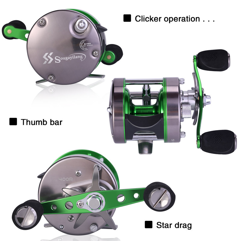 Sougayilang Trolling Fishing Reel Saltwater Sea Bait Casting Fishing Reels Left/Right Hand 5.3:1 Max Drag 25kg Drum Reel Pesca