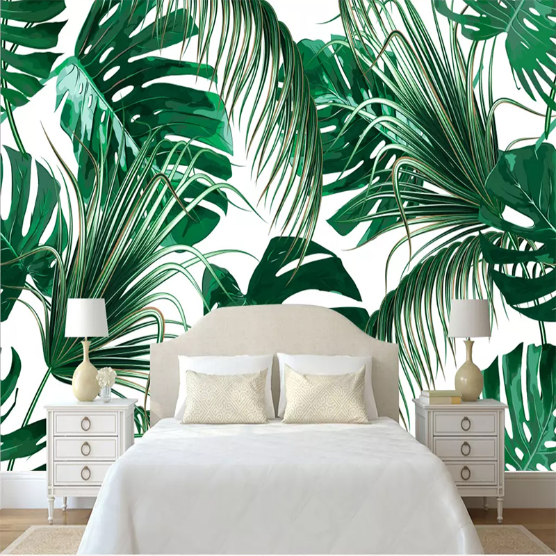 Custom Wallpaper Modern Fresh Rainforest Banana Leaf Garden Mural Living Room TV Sofa Background Wall Cloth 3D Papel De Parede