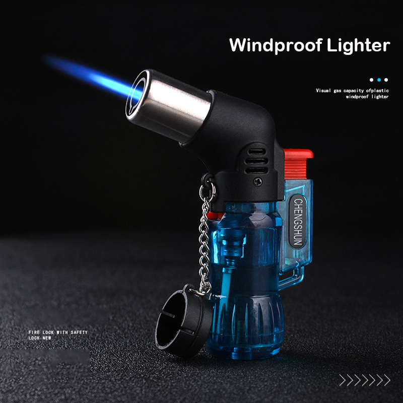 Mini Butane Jet Torch Windproof Gas Lighter Turbo Random Color Plastic Fire Ignition Cigar Pipe Kitchen Lighter Outdoor