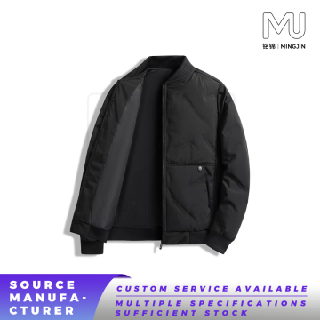 Men's Black Bomber‑Style Padded Winter Jacket