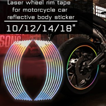 16Pcs 10/12/14/18 Inches Car Sticker Motorcycle Stickers Wheel Rim Tape Reflective Stripes For Motorcycle Car Accessories