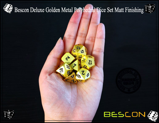 Bescon Deluxe Golden Metal Polyhedral Dice Set Matt Finishing-8