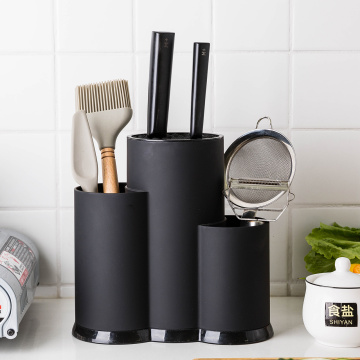 Kitchen utensils multifunctional cutlery rack TPR material black and white with knife rack is convenient for the kitchen