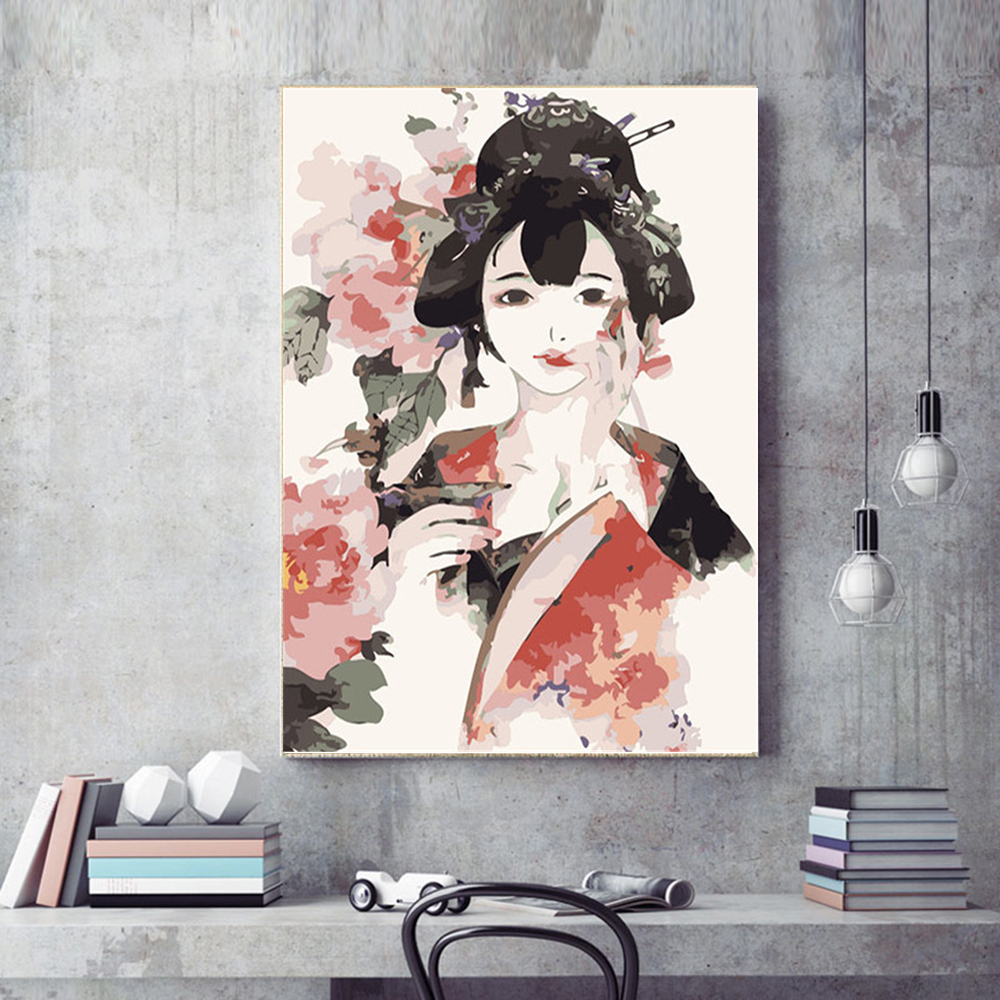 AZQSD Adult Paint By Numbers Girl Picture For Living Room Home Decoration Coloring By Numbers Portrait Chinese Style Unique Gift