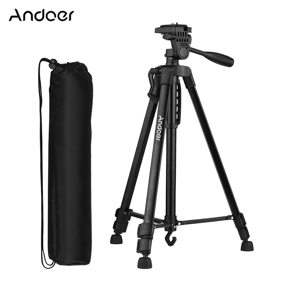 Andoer Lightweight Photography Tripod Stand Aluminum Alloy with Carry Bag Phone Holder For Canon Sony Nikon DSLR Camera
