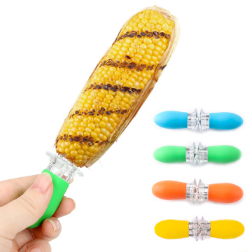 2Pcs/Set Corn Forks Heat-resistant Small Stainless Steel Corn Holders Food Forks BBQ Tool for Picnic Camping Barbecue