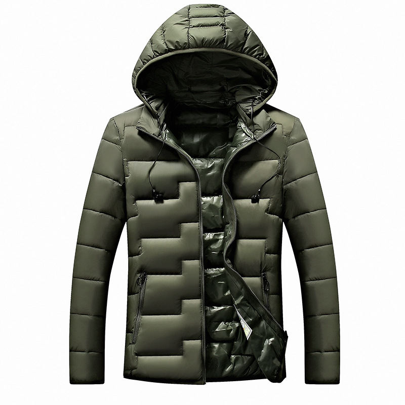 Men's New Winter Cotton Casual Coat Hooded Warm Cotton-padded Jacket Men's Parkas Men's Winter Hooded Coat Down Cotton Suit