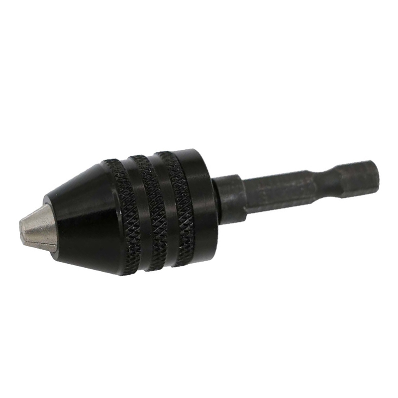 1/4 Inch Hex Shank Keyless Drill Chuck Quick Change Adapter Converter 0.3-6.5MM (Black)