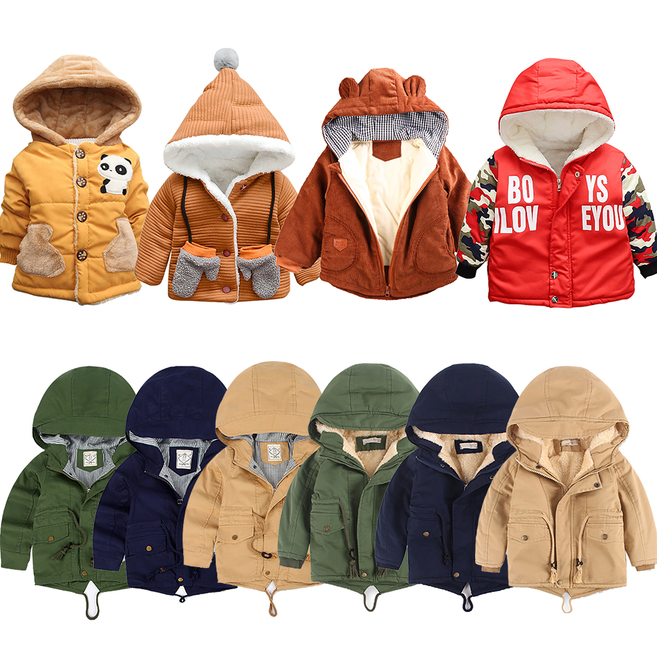 Children Autumn Winter Clothing Cartoon Thin Thick Hooded Down Jackets for Baby Boy Girls Fashion Warm Coat Baby Outwear 12M-10Y