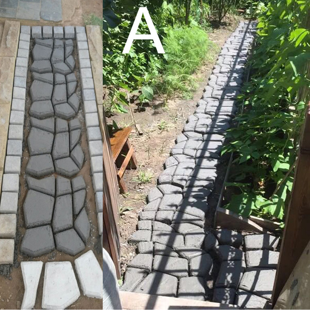 New Reusable Garden Path Maker Mold Concrete Cement Stone Design Paver Walk Mould Road Concrete Molds 35X35X3.6CM Oc15